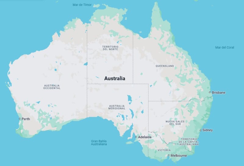 Cursos de verano en Australia, mapa del país