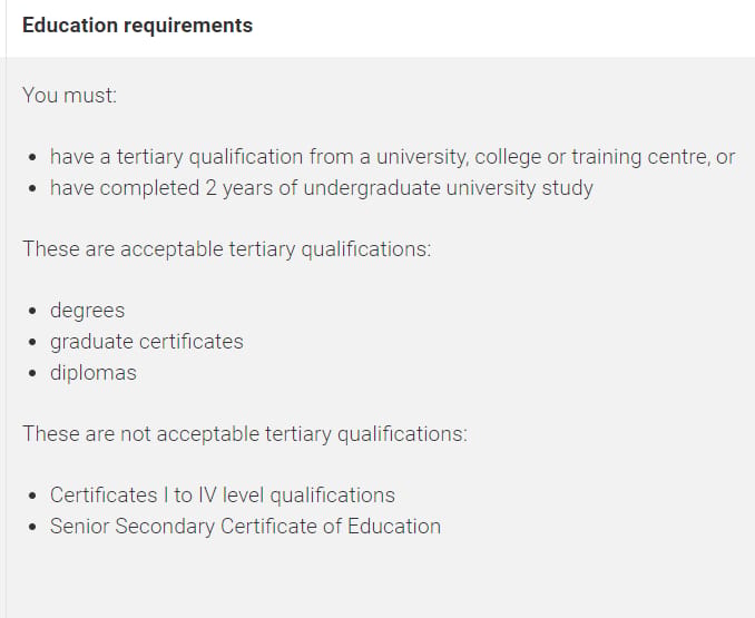 Estudios superiores para la Work and Holiday Visa