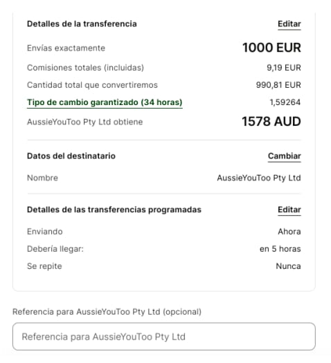 Transferencias de dinero a Australia con Wise